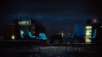 Movie still from “slowthai - Yum” (2023), directed by Owls – Extreme Wide shot, High angle