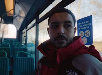 Movie still from “DJ Pone (ft. Blasé) - All I Want” (2023), directed by Benoît Marzouvanlian – Close Up shot, Low angle