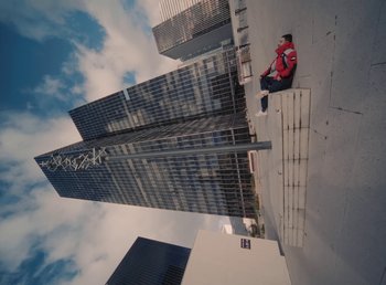 Movie still from “DJ Pone (ft. Blasé) - All I Want” (2023), directed by Benoît Marzouvanlian – Extreme Wide shot, Overhead angle