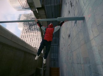 Movie still from “DJ Pone (ft. Blasé) - All I Want” (2023), directed by Benoît Marzouvanlian – Wide shot, Low angle
