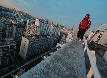 Movie still from “DJ Pone (ft. Blasé) - All I Want” (2023), directed by Benoît Marzouvanlian – Extreme Wide shot, Low angle