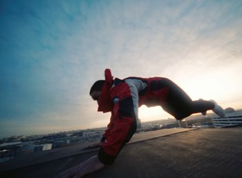 Movie still from “DJ Pone (ft. Blasé) - All I Want” (2023), directed by Benoît Marzouvanlian – Extreme Wide shot, Low angle