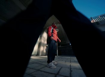 Movie still from “DJ Pone (ft. Blasé) - All I Want” (2023), directed by Benoît Marzouvanlian – Wide shot, Low angle