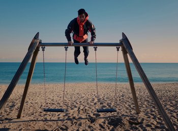 Movie still from “DJ Pone (ft. Blasé) - All I Want” (2023), directed by Benoît Marzouvanlian – Extreme Wide shot, High angle