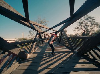 Movie still from “DJ Pone (ft. Blasé) - All I Want” (2023), directed by Benoît Marzouvanlian – Extreme Wide shot, Low angle
