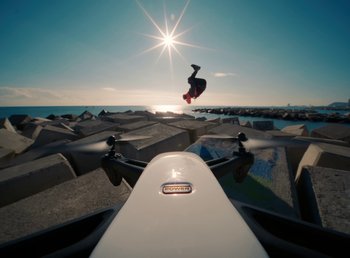 Movie still from “DJ Pone (ft. Blasé) - All I Want” (2023), directed by Benoît Marzouvanlian – Extreme Wide shot, Overhead angle