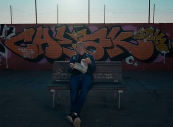 Movie still from “DJ Pone (ft. Blasé) - All I Want” (2023), directed by Benoît Marzouvanlian – Wide shot, Low angle
