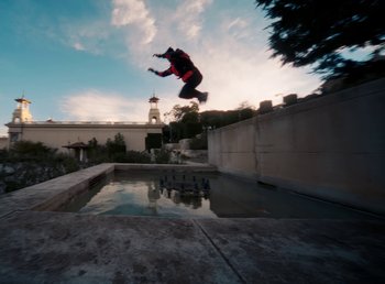 Movie still from “DJ Pone (ft. Blasé) - All I Want” (2023), directed by Benoît Marzouvanlian – Extreme Wide shot, Low angle