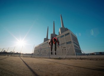 Movie still from “DJ Pone (ft. Blasé) - All I Want” (2023), directed by Benoît Marzouvanlian – Extreme Wide shot, Low angle