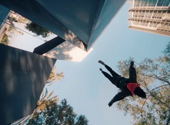 Movie still from “DJ Pone (ft. Blasé) - All I Want” (2023), directed by Benoît Marzouvanlian – Extreme Wide shot, Overhead angle
