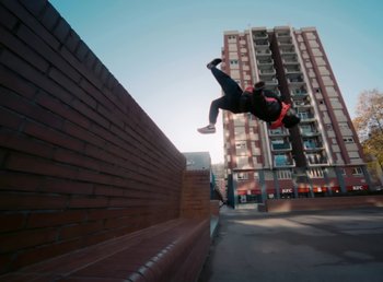 Movie still from “DJ Pone (ft. Blasé) - All I Want” (2023), directed by Benoît Marzouvanlian – Wide shot, Low angle