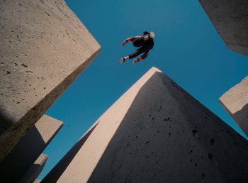 Movie still from “DJ Pone (ft. Blasé) - All I Want” (2023), directed by Benoît Marzouvanlian – Extreme Wide shot, Overhead angle