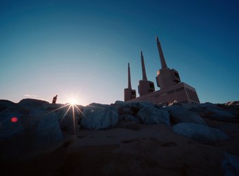 Movie still from “DJ Pone (ft. Blasé) - All I Want” (2023), directed by Benoît Marzouvanlian – Extreme Wide shot, Low angle