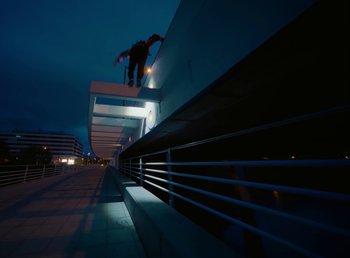 Movie still from “DJ Pone (ft. Blasé) - All I Want” (2023), directed by Benoît Marzouvanlian – Extreme Wide shot, Low angle