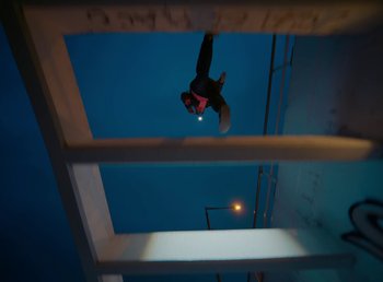Movie still from “DJ Pone (ft. Blasé) - All I Want” (2023), directed by Benoît Marzouvanlian – Extreme Wide shot, Low angle