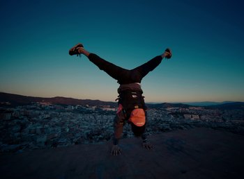 Movie still from “DJ Pone (ft. Blasé) - All I Want” (2023), directed by Benoît Marzouvanlian – Wide shot, Low angle