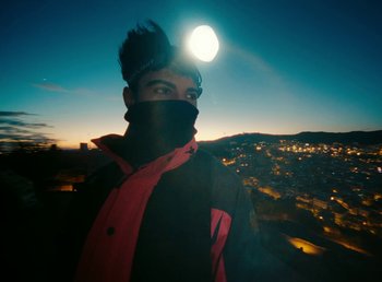 Movie still from “DJ Pone (ft. Blasé) - All I Want” (2023), directed by Benoît Marzouvanlian – Close Up shot, Low angle