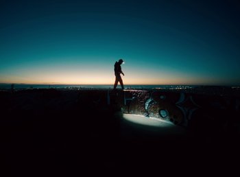 Movie still from “DJ Pone (ft. Blasé) - All I Want” (2023), directed by Benoît Marzouvanlian – Extreme Wide shot, Low angle