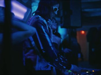 Movie still from “Lil Uzi Vert - Just Wanna Rock” (2022), directed by Gibson Hazard – Medium shot, Low angle