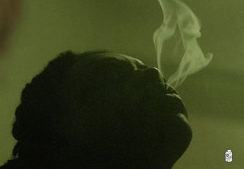 Movie still from “Ken Carson - Fighting My Demons” (2023), directed by Cole Bennett – Extreme Close Up shot, Low angle