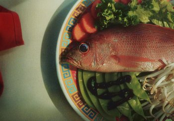 Movie still from “Dillon Francis, Good Times Ahead - LA On Acid” (2023), directed by Parker Seaman – Extreme Close Up shot, Overhead angle