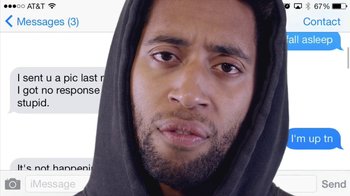 Movie still from “Yung Jake - Unfollow” (2014), directed by Yung Jake – Close Up shot, Low angle