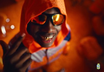 Movie still from “Lil Yachty - TESLA” (2023), directed by Cole Bennett – Extreme Close Up shot, Low angle