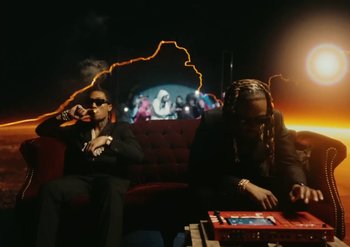 Movie still from “Metro Boomin & Future - Superhero (Heroes & Villains)” (2022) – Medium shot, Low angle