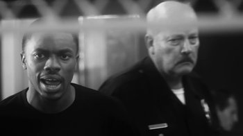 Movie still from “Vince Staples - Norf Norf” (2015), directed by Vince Staples – Close Up shot, Over the shoulder angle