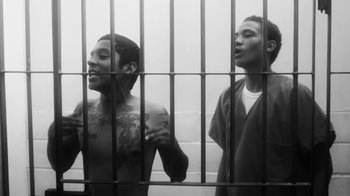 Movie still from “Vince Staples - Norf Norf” (2015), directed by Vince Staples – Medium shot, Low angle