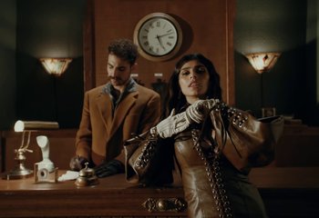 Movie still from “Saint Levant - Nails” (2023), directed by Mattias Russo-Larsson – Medium shot, Low angle