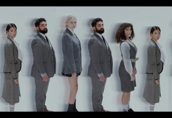 Movie still from “Saint Levant - Nails” (2023), directed by Mattias Russo-Larsson – Wide shot, Low angle