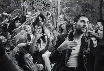 Movie still from “Saint Levant - Nails” (2023), directed by Mattias Russo-Larsson – Wide shot, Overhead angle