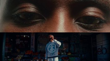 Movie still from “Downtown Kayoto - Changed it” (2023), directed by Joe Howat – Extreme Close Up shot, Low angle