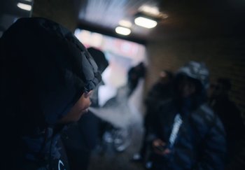 Movie still from “21 Savage - redrum” (2024), directed by Danny Seth – Medium shot, Low angle