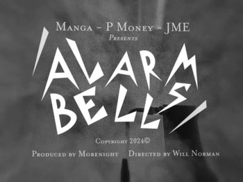 Movie still from “Manga Saint Hilare, MoreNight feat. P Money & JME - Alarm Bells” (2024), directed by Will Norman – Close Up shot, Low angle