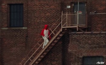 Movie still from “A$AP Rocky - D.M.B.” (2022), directed by A$AP Rocky – Wide shot, High angle