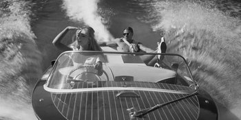 Movie still from “Sabrina Carpenter - Espresso” (2024), directed by Dave Meyers – Wide shot, Low angle