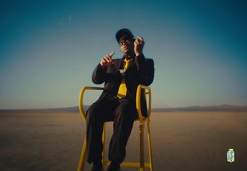 Movie still from “Sheck Wes, JID & Ski Mask The Slump God - Fly Away” (2024), directed by Cole Bennett – Medium shot, Low angle