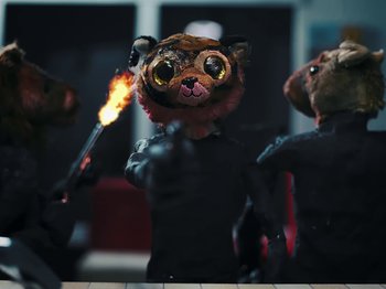 Movie still from “Danny Brown feat. Bruiser Wolf - Y.B.P.” (2024), directed by Edem Wornoo – Close Up shot, Low angle