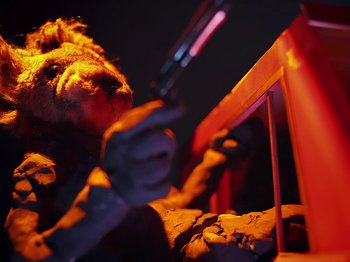 Movie still from “Danny Brown feat. Bruiser Wolf - Y.B.P.” (2024), directed by Edem Wornoo – Extreme Close Up shot, Low angle