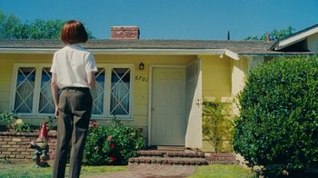 Movie still from “Sub Urban feat. BENEE - UH OH!” (2022), directed by Andrew Donoho – Wide shot, Low angle