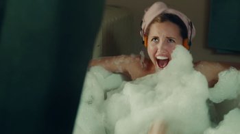 Movie still from “Sub Urban feat. BENEE - UH OH!” (2022), directed by Andrew Donoho – Medium shot, Low angle