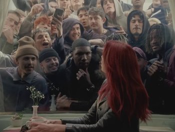 Movie still from “Dua Lipa - Training Season” (2024), directed by Vincent Haycock – Medium shot, High angle
