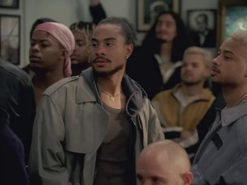 Movie still from “Dua Lipa - Training Season” (2024), directed by Vincent Haycock – Medium shot, Over the shoulder angle