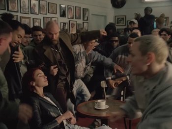 Movie still from “Dua Lipa - Training Season” (2024), directed by Vincent Haycock – Wide shot, High angle