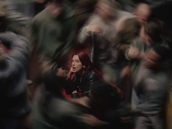 Movie still from “Dua Lipa - Training Season” (2024), directed by Vincent Haycock – Medium shot, High angle