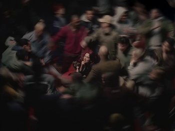 Movie still from “Dua Lipa - Training Season” (2024), directed by Vincent Haycock – Wide shot, High angle