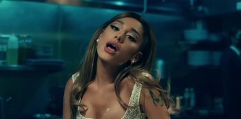 Movie still from “Ariana Grande - positions” (2020), directed by Dave Meyers – Close Up shot, High angle