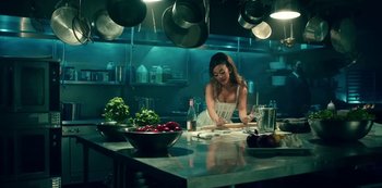 Movie still from “Ariana Grande - positions” (2020), directed by Dave Meyers – Medium shot, High angle